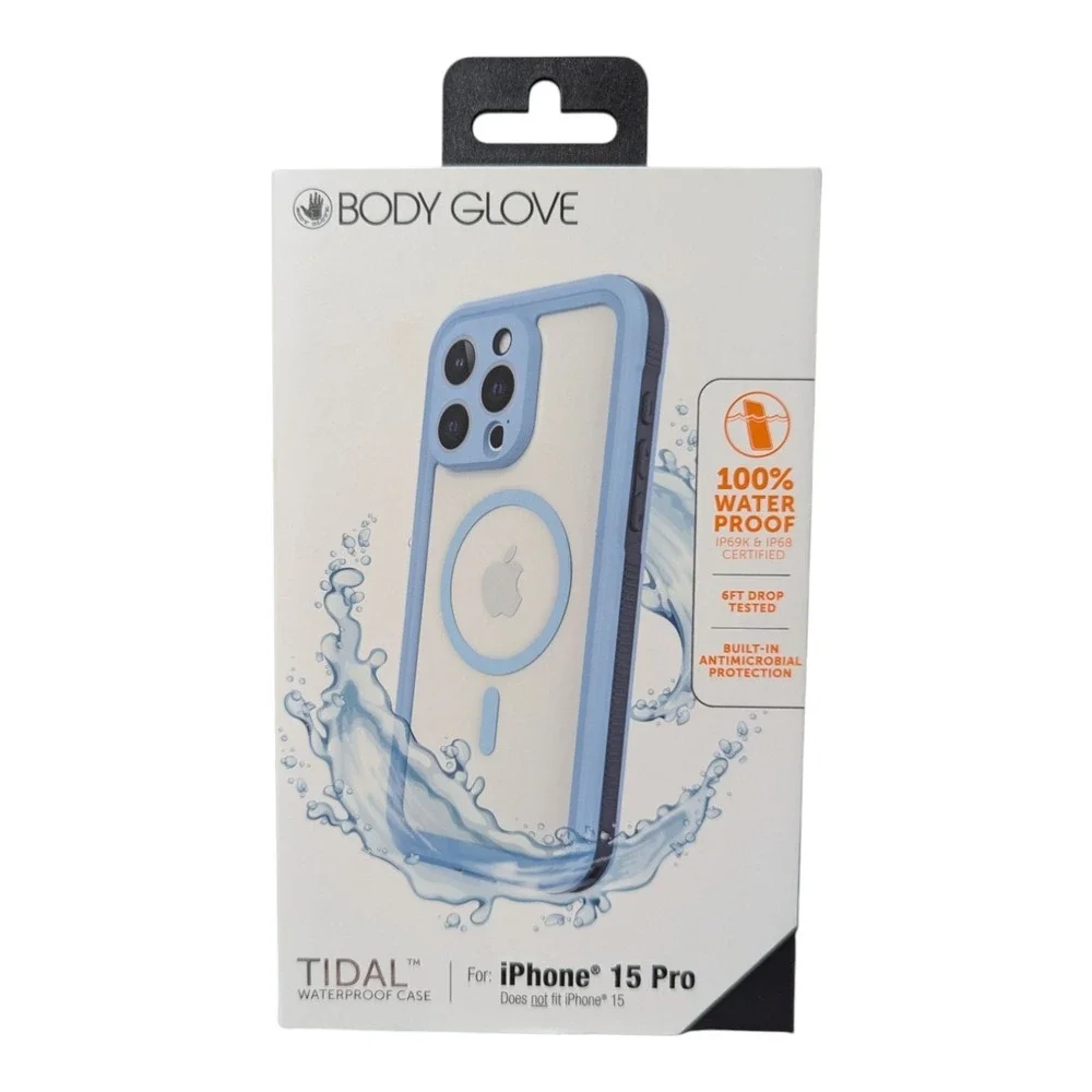 P5. Body Glove Tidal Waterproof MagSafe Case Apple iPhone 15 Pro - Blue/Clear‎